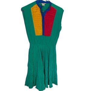 Vintage Silk Dress Color Block Jack Mulqueen Multicolor Size 4